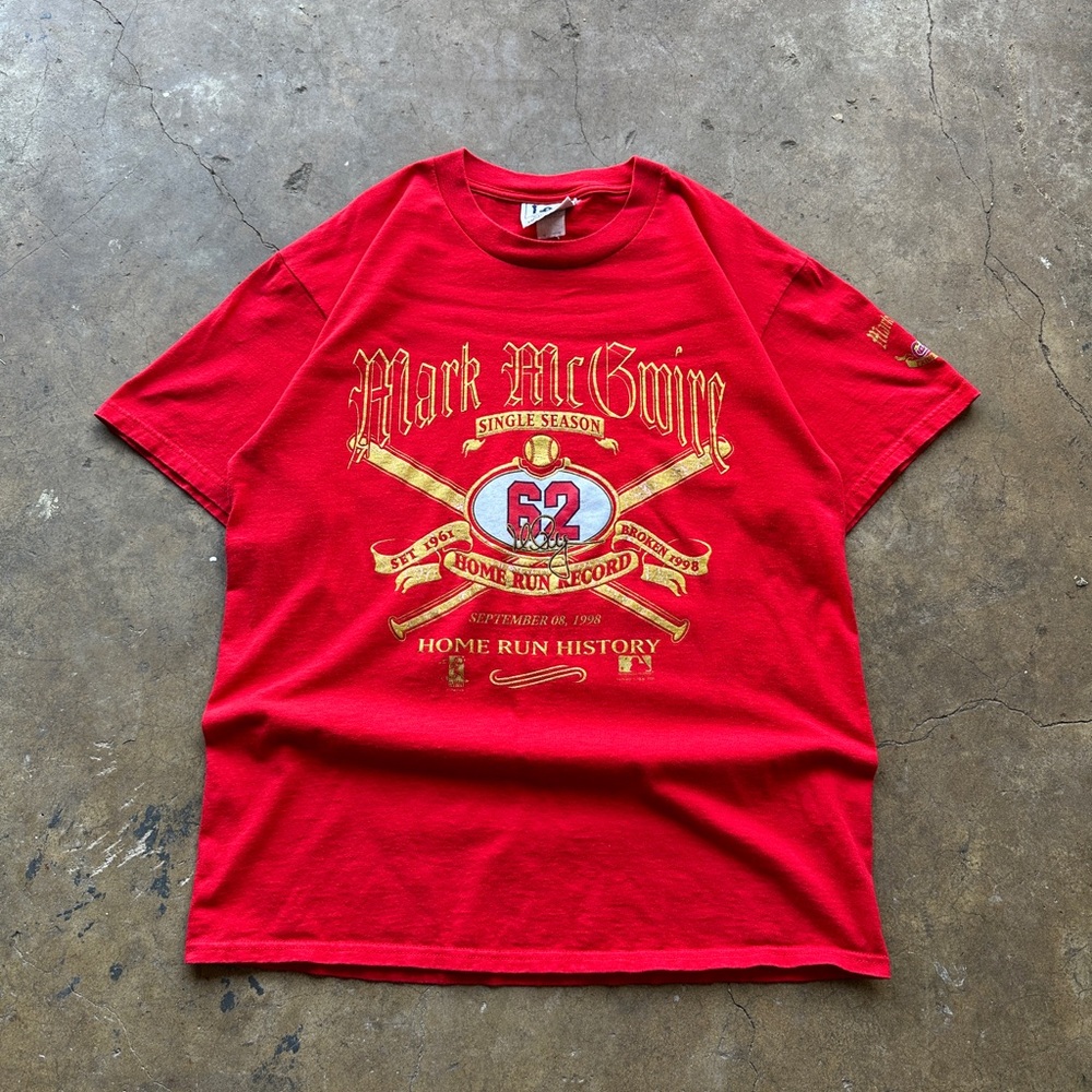 Men's Large Vintage 1998 Cardinals Mark McGuire Lee Spprt Graphic T-Shirt